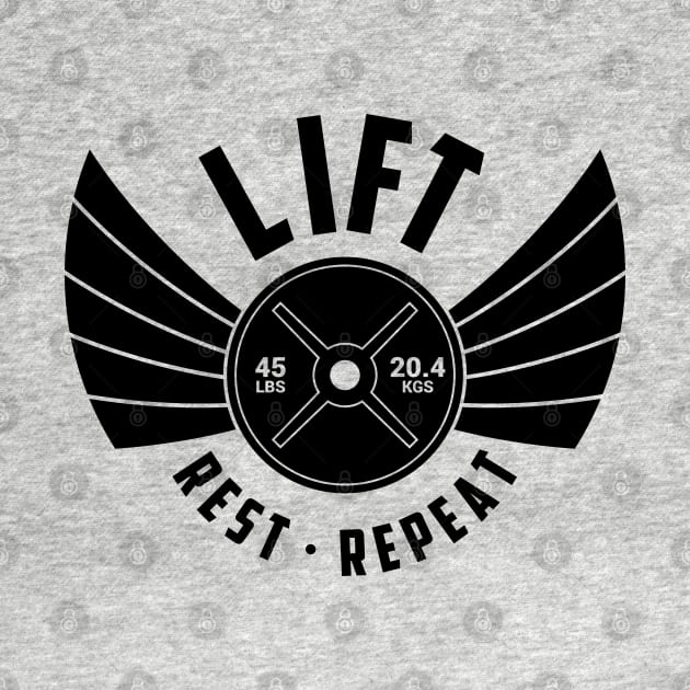 Lift Rest Repeat WInged Weightlifting Plate by Markaneu